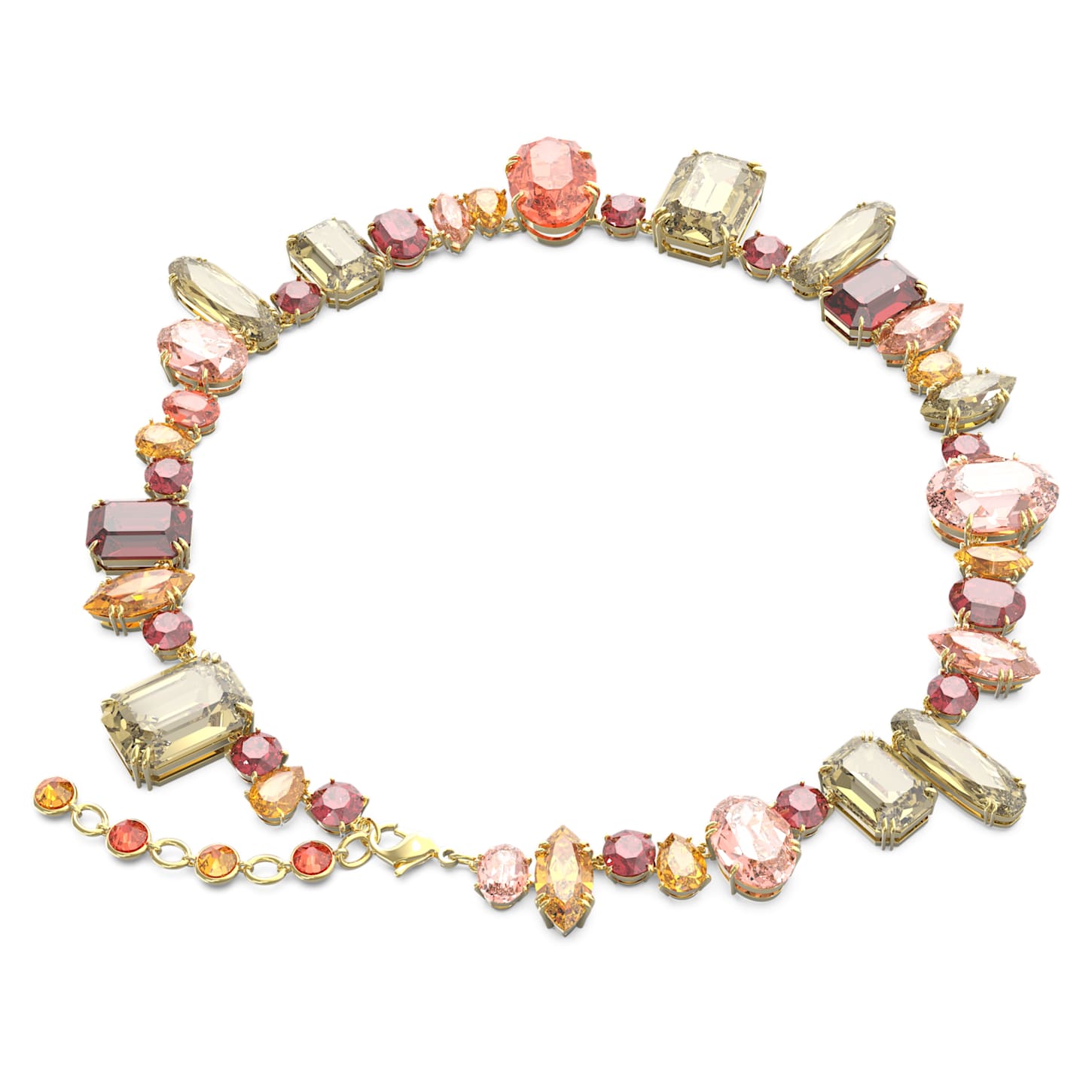 Gema Necklace Mixed Cuts Multicolored Gold Tone Plated Swarovski 