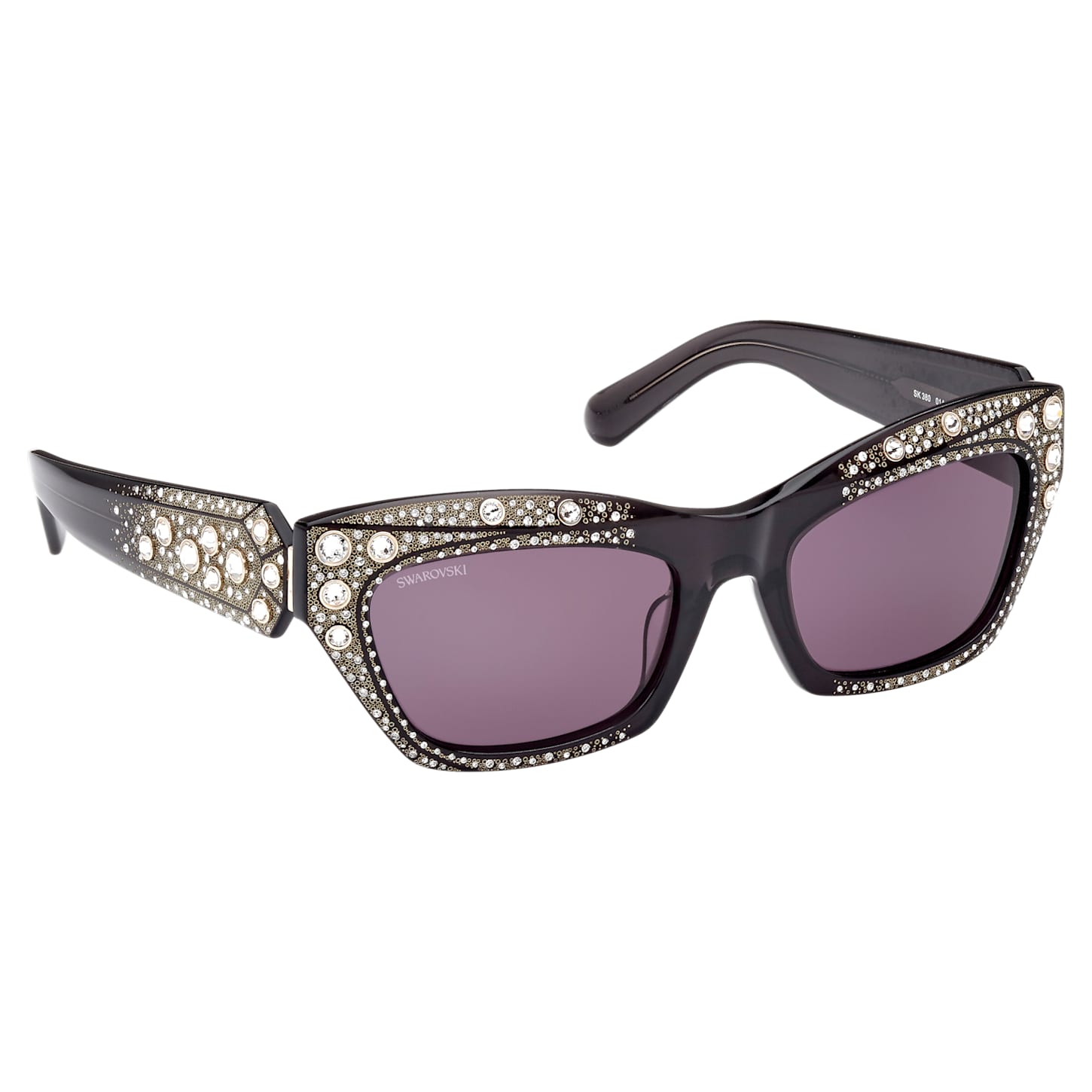 Sunglasses, Cateye shape, SK0380 01A, Black Swarovski