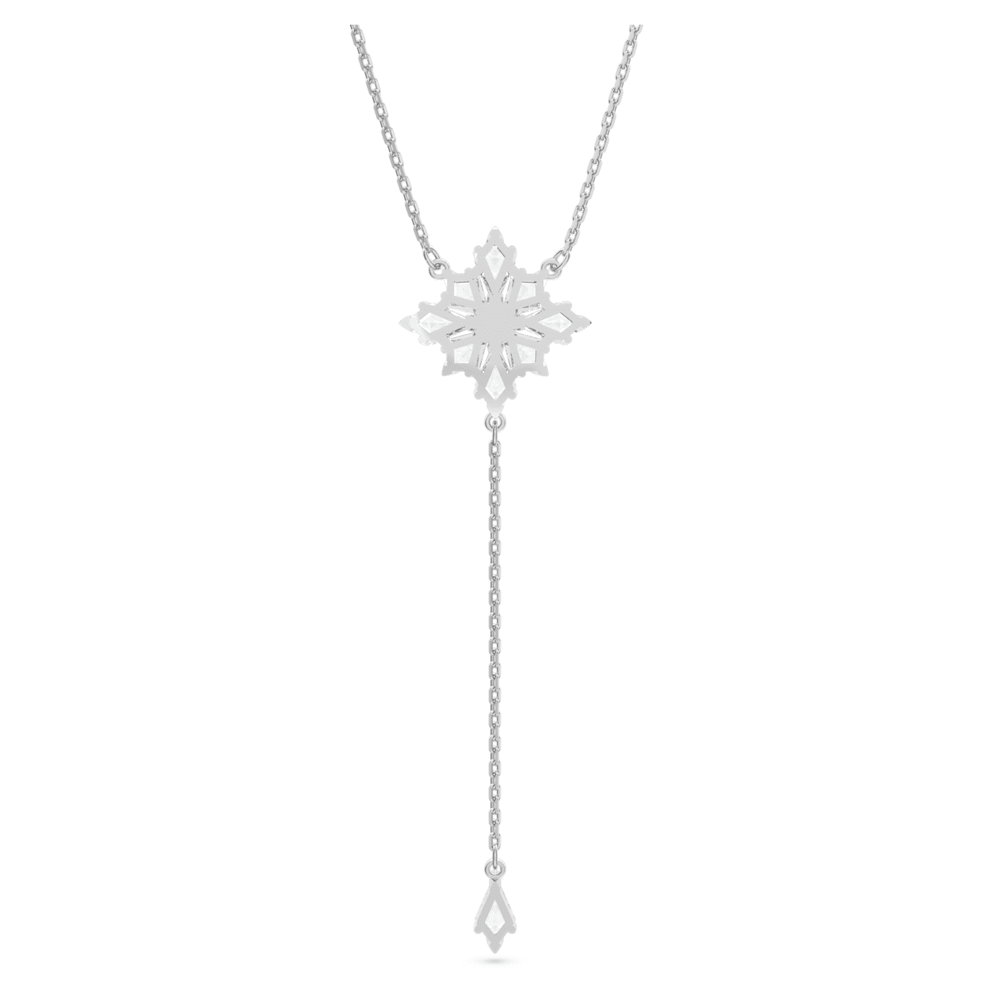 Stella Y necklace, Star, White, Rhodium plated Swarovski