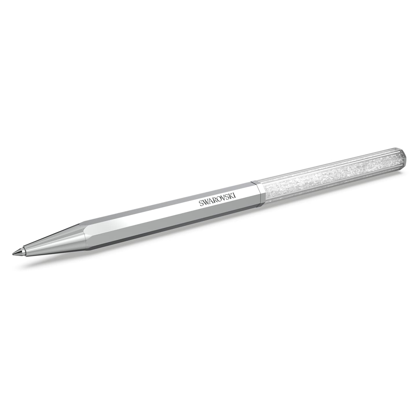 Crystalline ballpoint pen, Octagon shape, Silver tone, Chrome