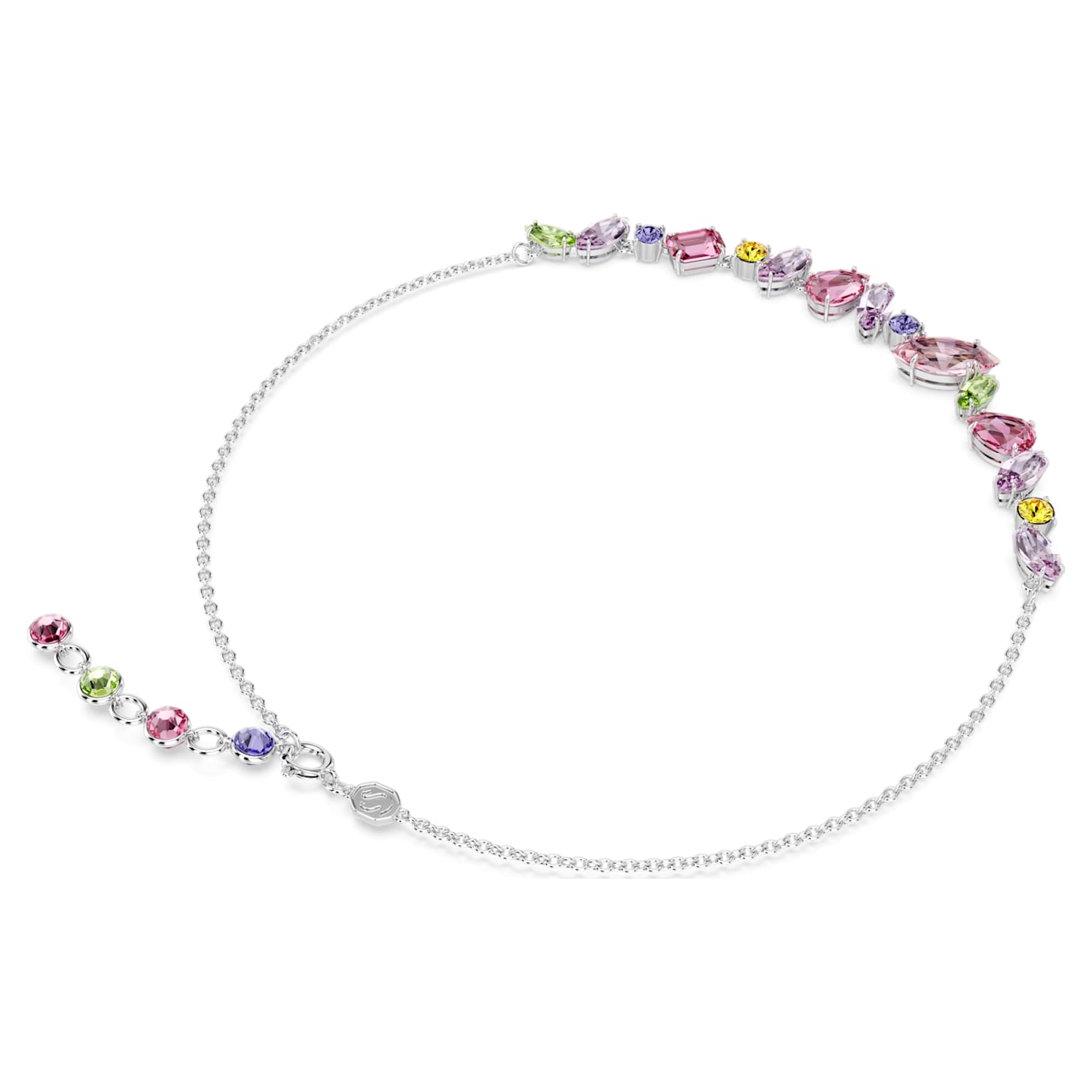 Gema necklace, Mixed cuts, Multicolored, Rhodium plated | Swarovski