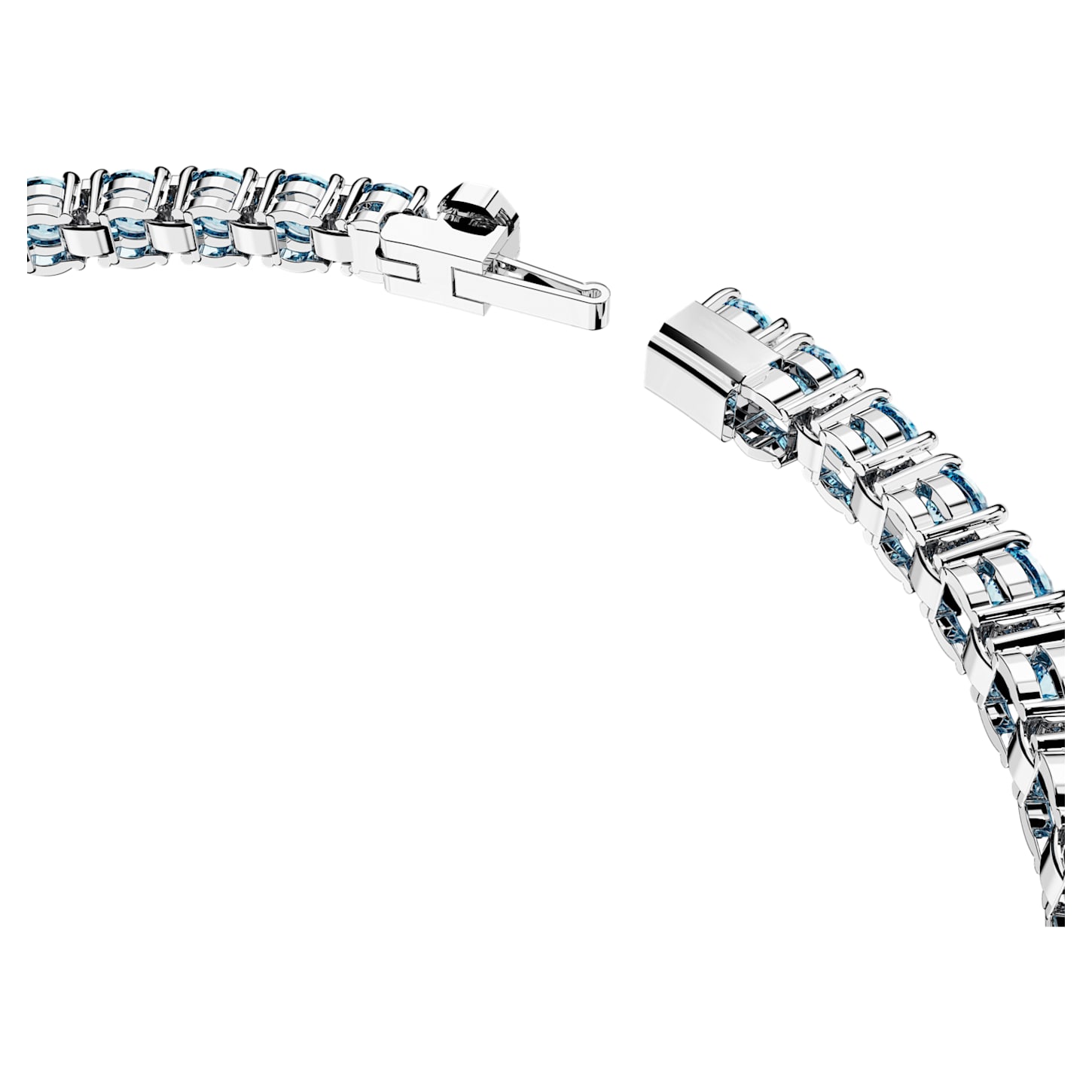 Matrix Tennis bracelet, Round cut, Medium, Blue, Rhodium plated Swarovski