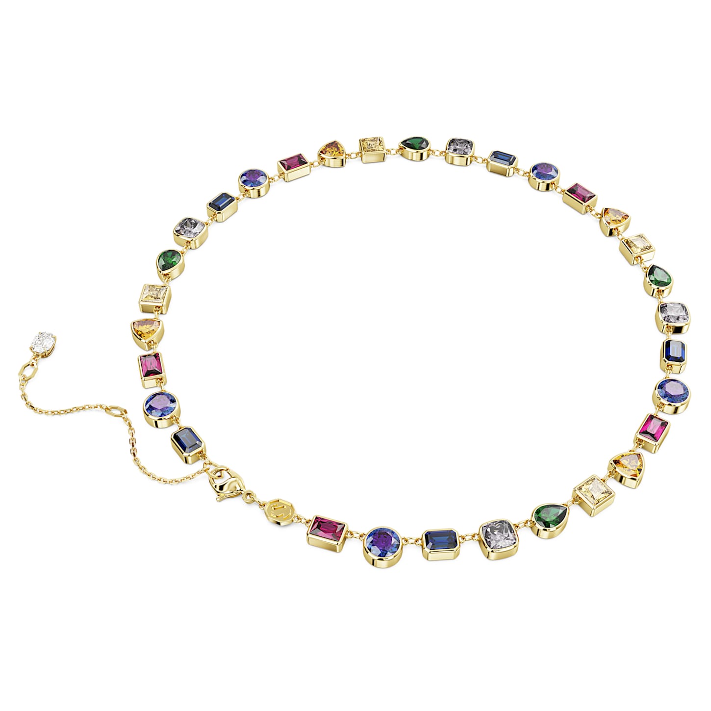 Stilla necklace, Mixed cuts, Multicolored, Goldtone plated Swarovski