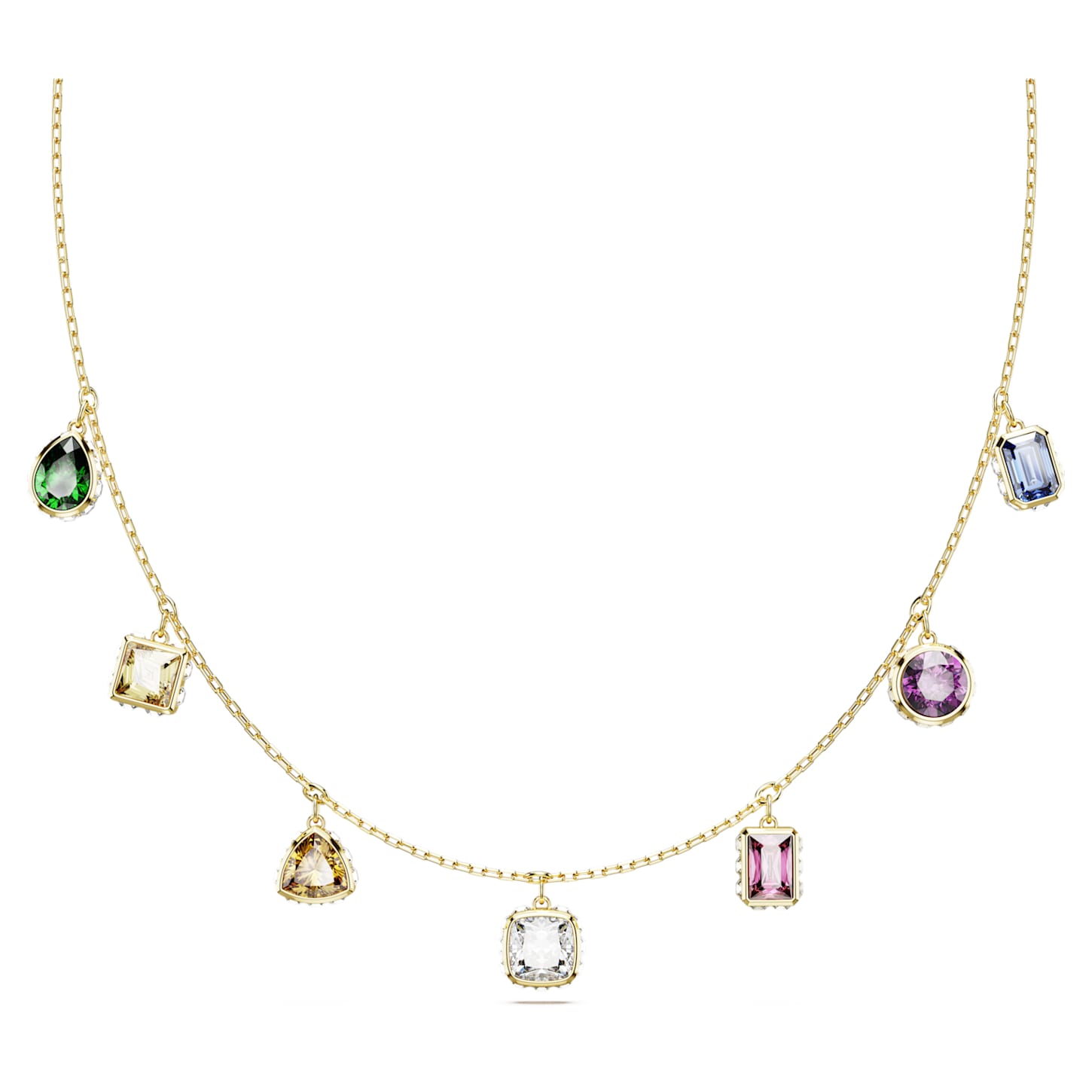 Stilla necklace, Mixed cuts, Multicolored, Goldtone plated Swarovski