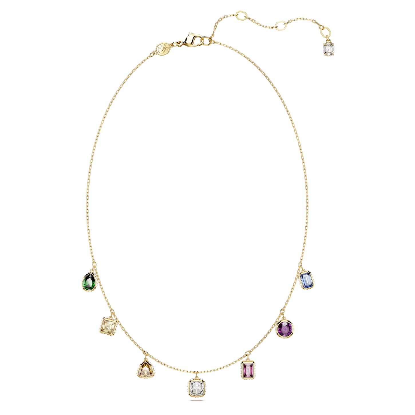 Stilla necklace, Mixed cuts, Multicolored, Goldtone plated Swarovski