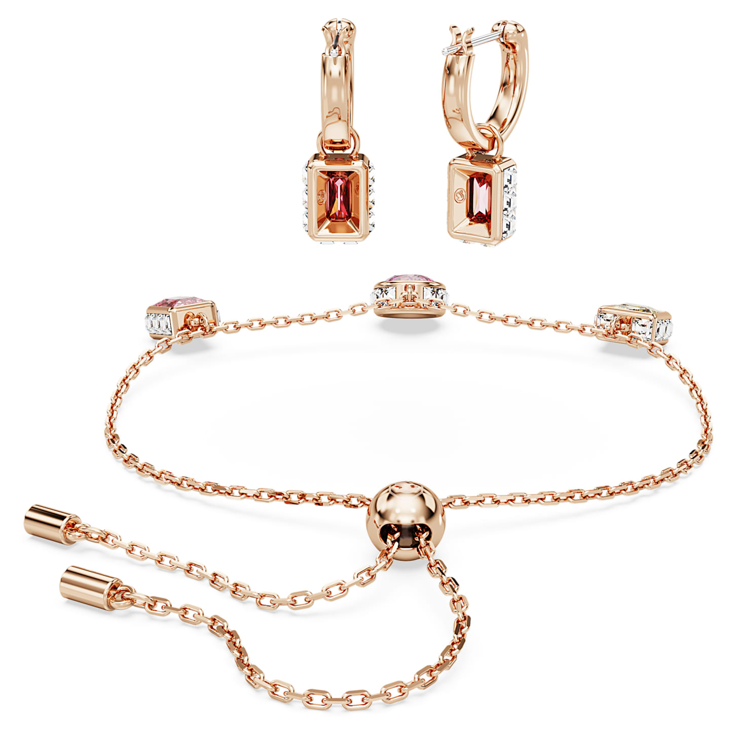 Stilla set, Mixed cuts, Multicolored, Rose goldtone plated Swarovski