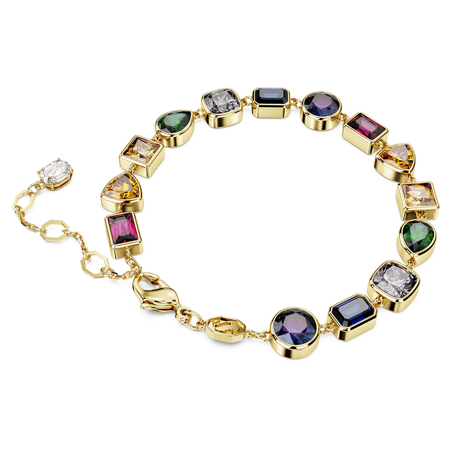 Stilla bracelet, Mixed cuts, Multicolored, Goldtone plated Swarovski
