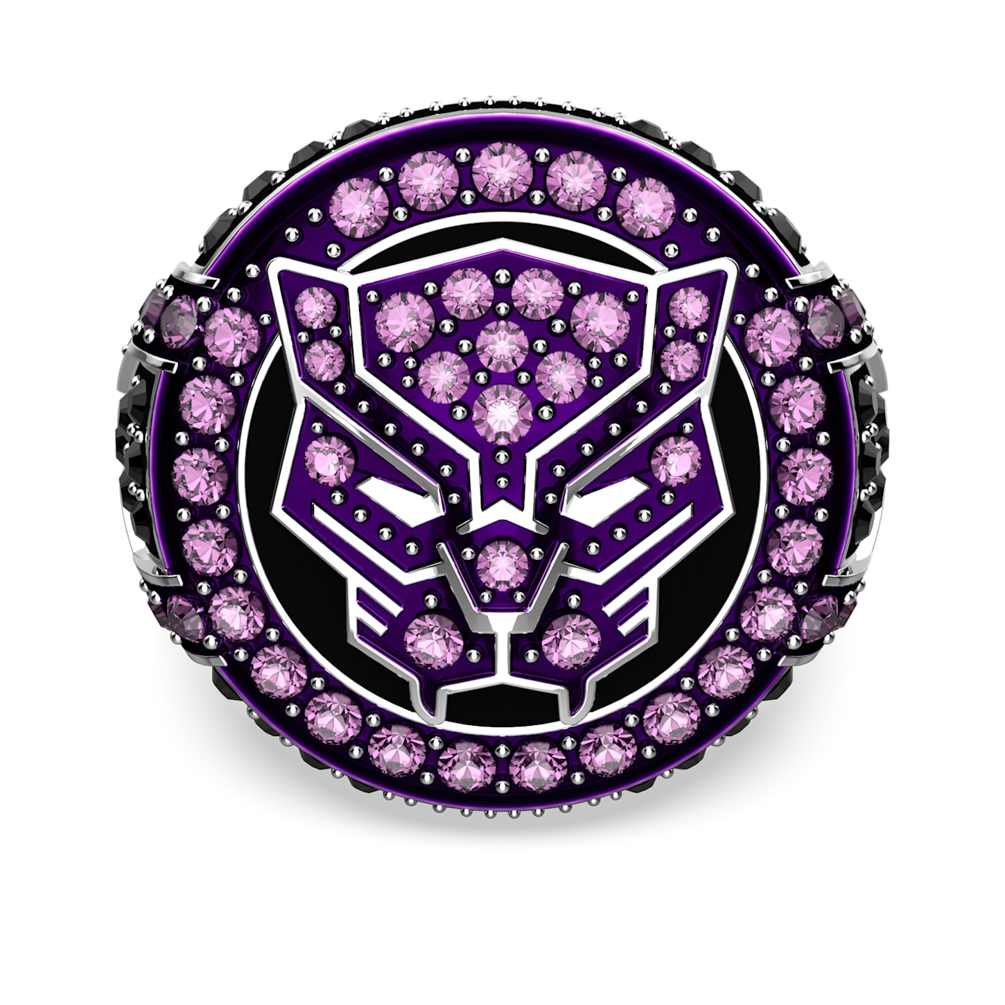 Marvel Black Panther ring, Black Panther, Purple, Rhodium plated Swarovski