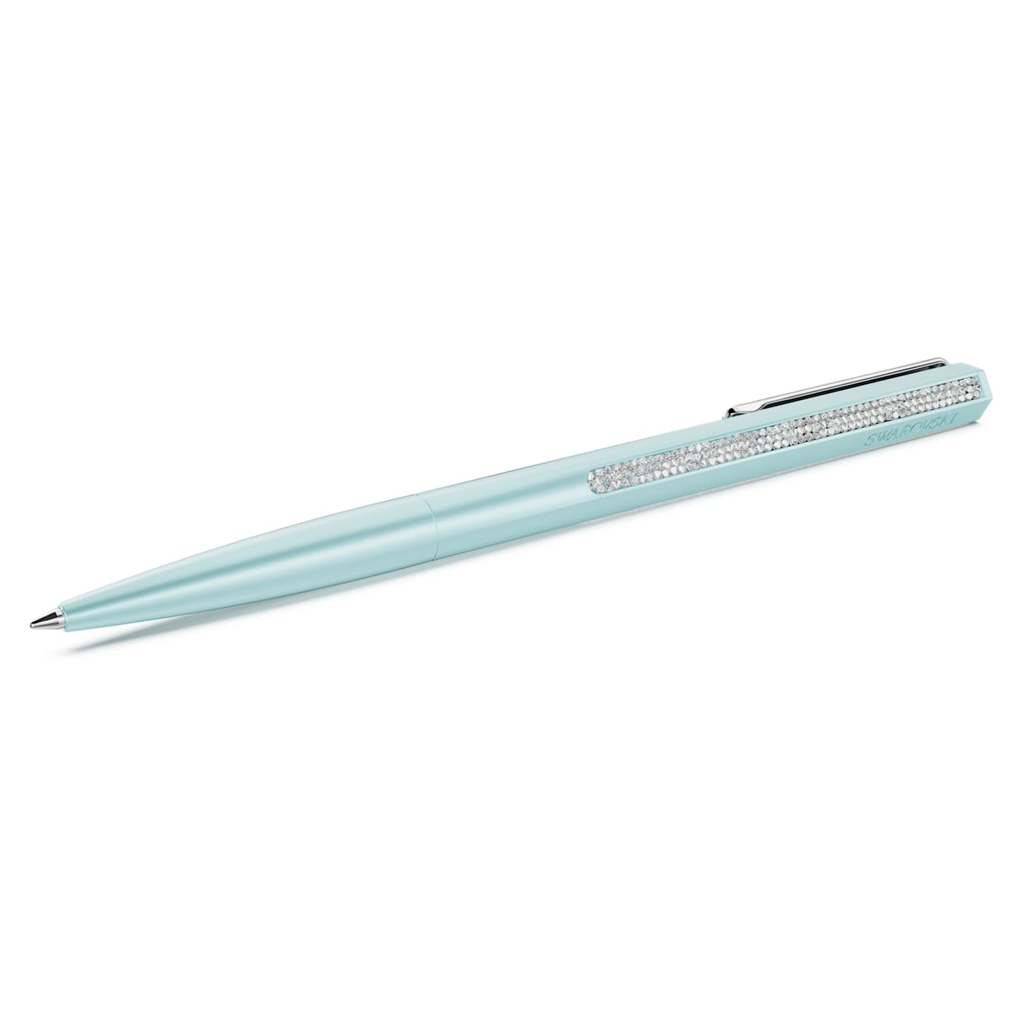 Shimmer ballpoint pen, Blue lacquered, Chrome plated | Swarovski
