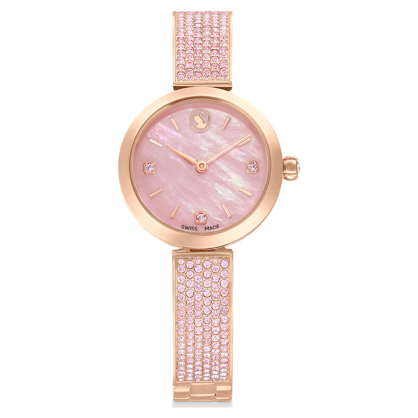 Swarovski Illumina watch, Swiss Made, Crystal bracelet, Pink, Rose gold-tone finish