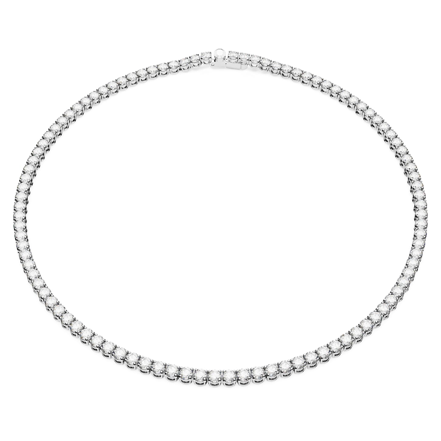 Matrix Tennis necklace, Round cut, Small, White, Rhodium plated Swarovski