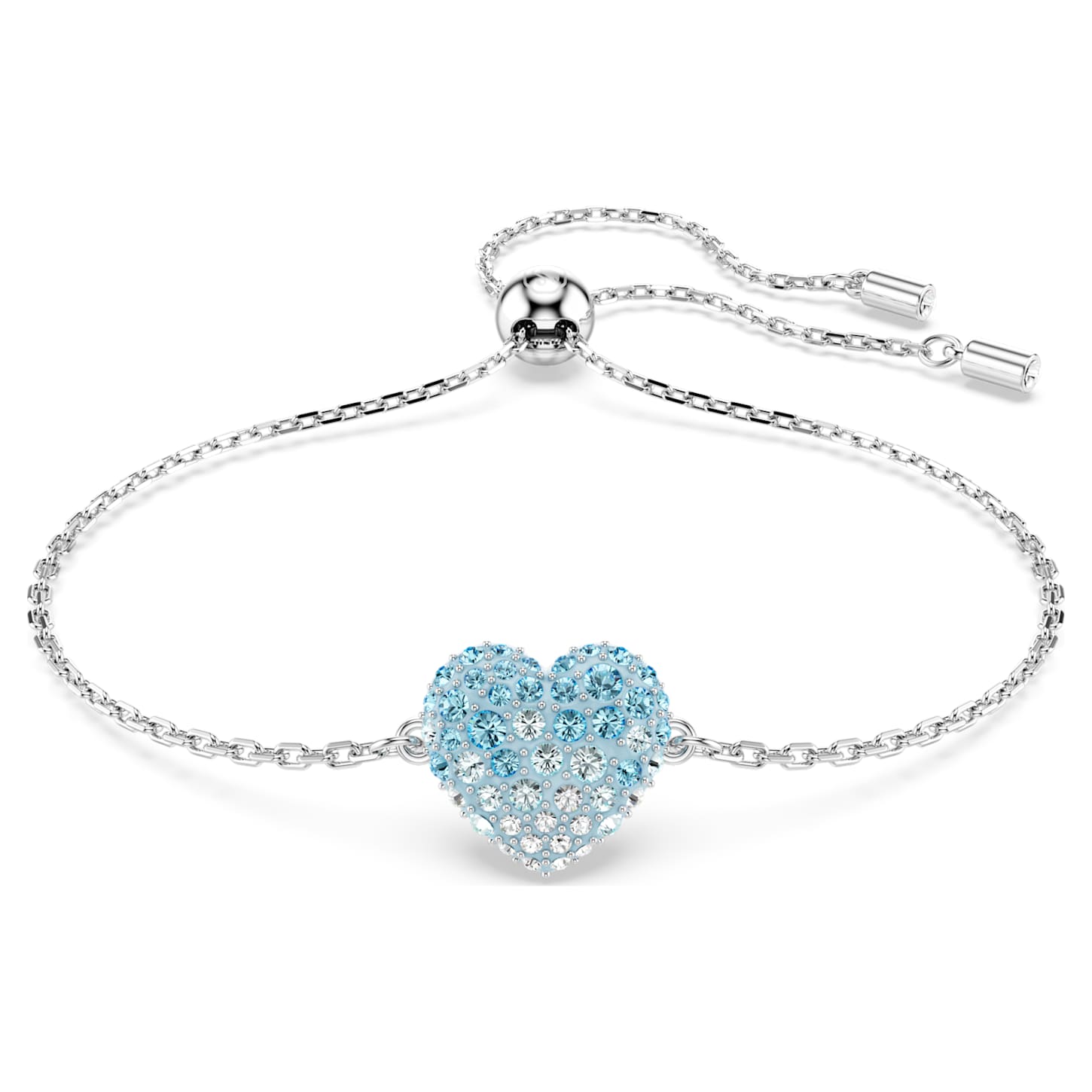 Idyllia bracelet, Heart, Blue, Rhodium plated | Swarovski