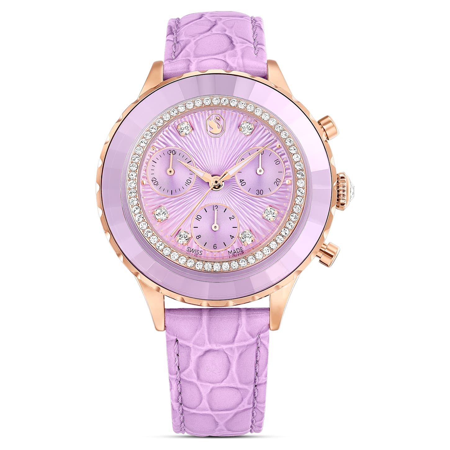 Octea chrono ウォッチ, スイス製, レザーストラップ, パープル 