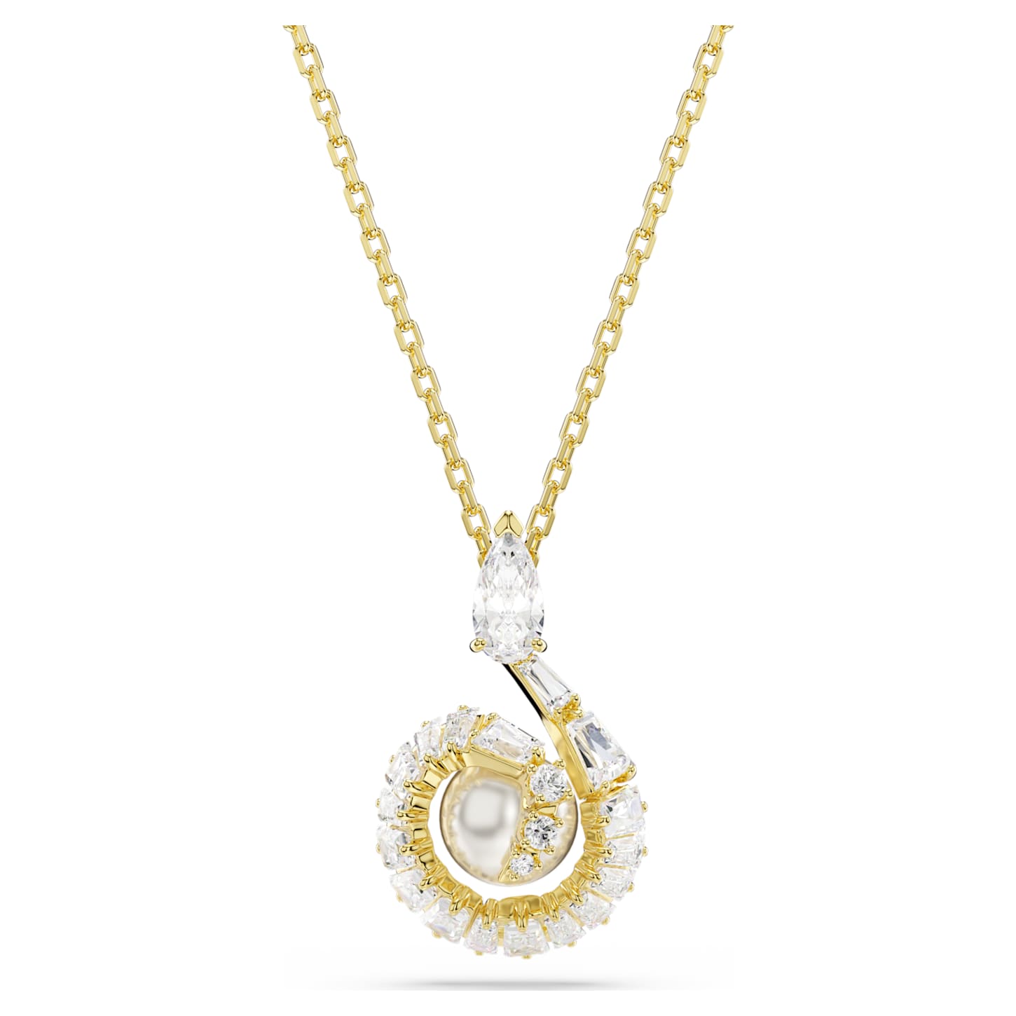 Snake pendant, Crystal pearl, Mixed cuts, Year of the Snake, White