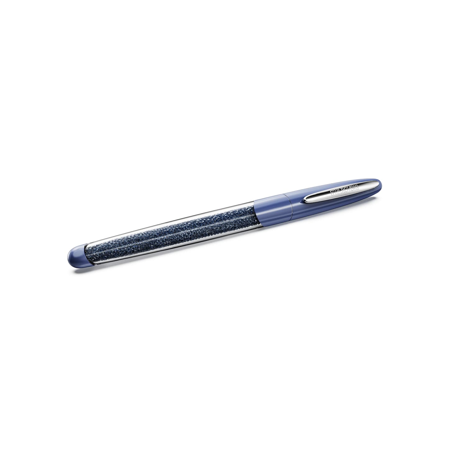 Crystalline rollerball pen, Blue, Chrome plated | Swarovski
