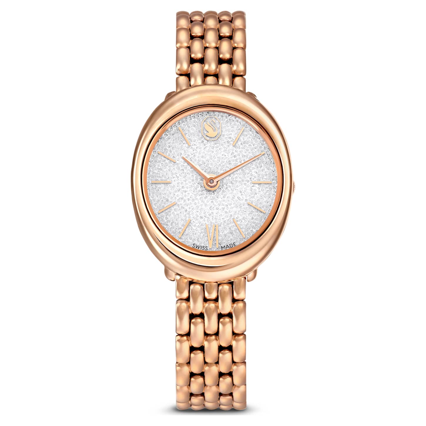 Swarovski Imber oval watch, Swiss Made, Metal bracelet, Gold tone, Rose gold-tone finish