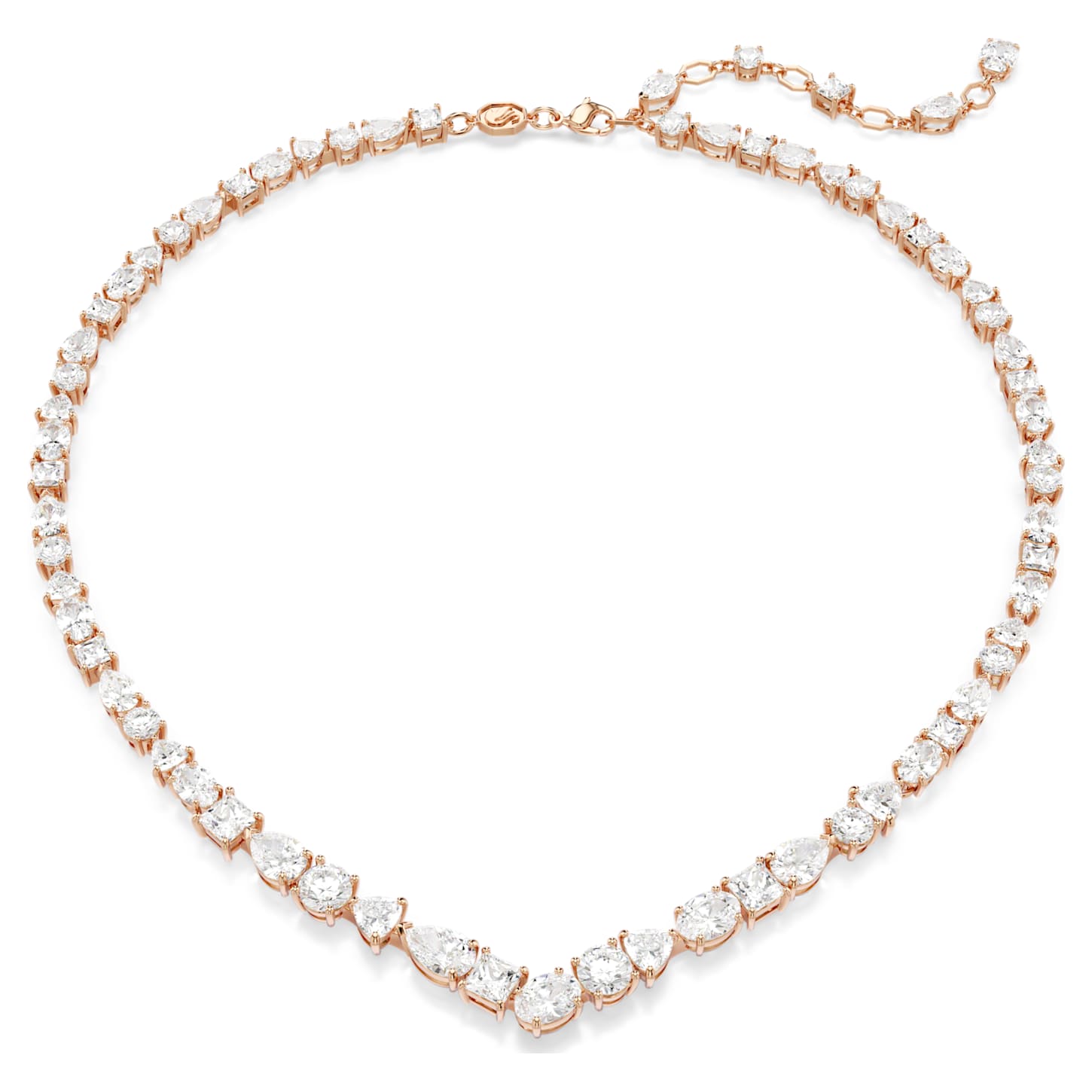 Mesmera necklace, Mixed cuts, White, 18K rose gold finish | Swarovski