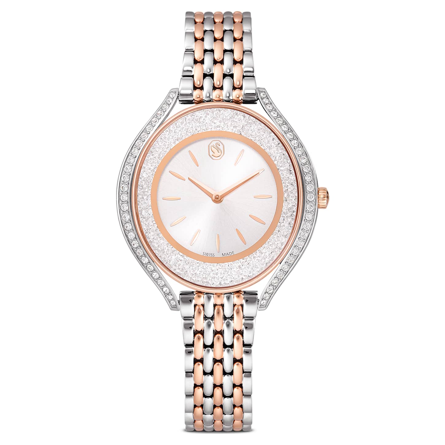 Swarovski Crystalline aura watch, Swiss Made, Metal bracelet, Rose gold tone, Mixed metal finish