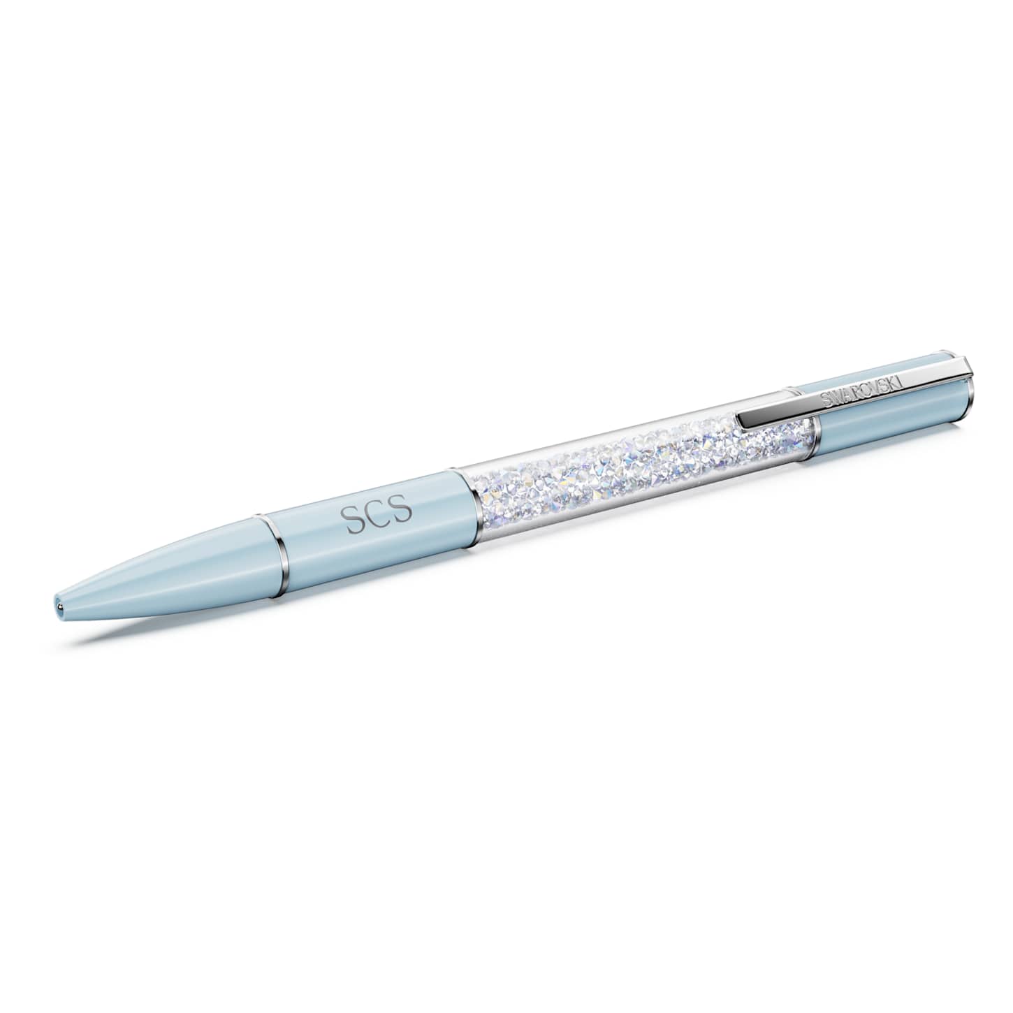 Crystalline ballpoint pen, Blue, Chrome plated | Swarovski