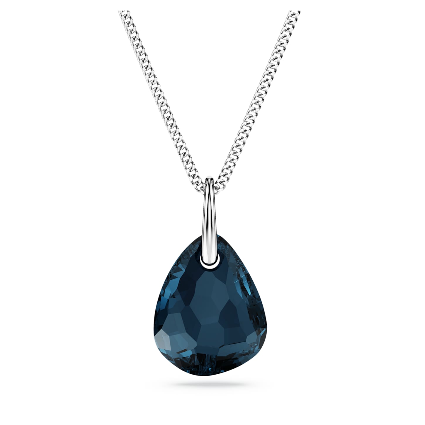 Galet pendant, Blue, Rhodium plated | Swarovski