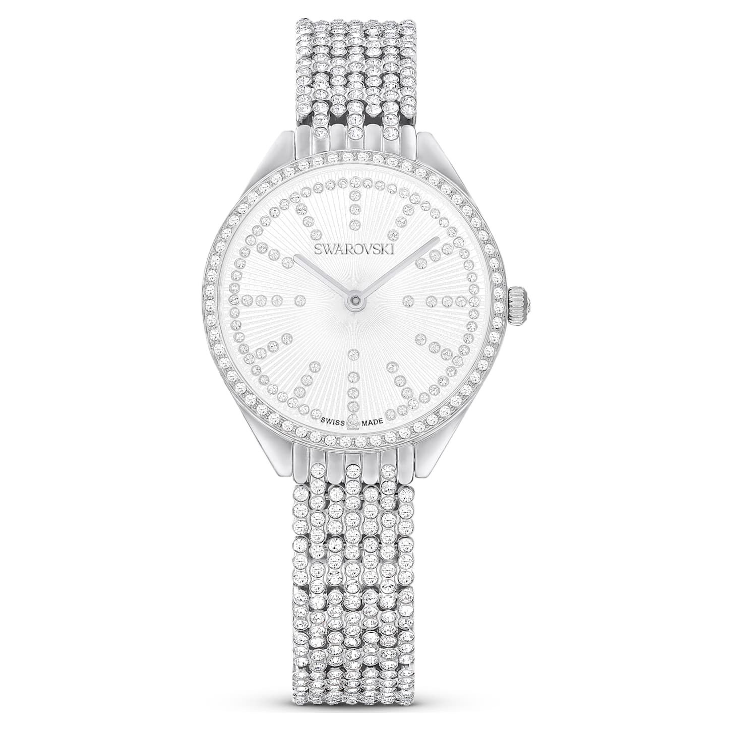Swarovski Attract watch, Swiss Made, Metal bracelet, Silver tone, Stainless steel
