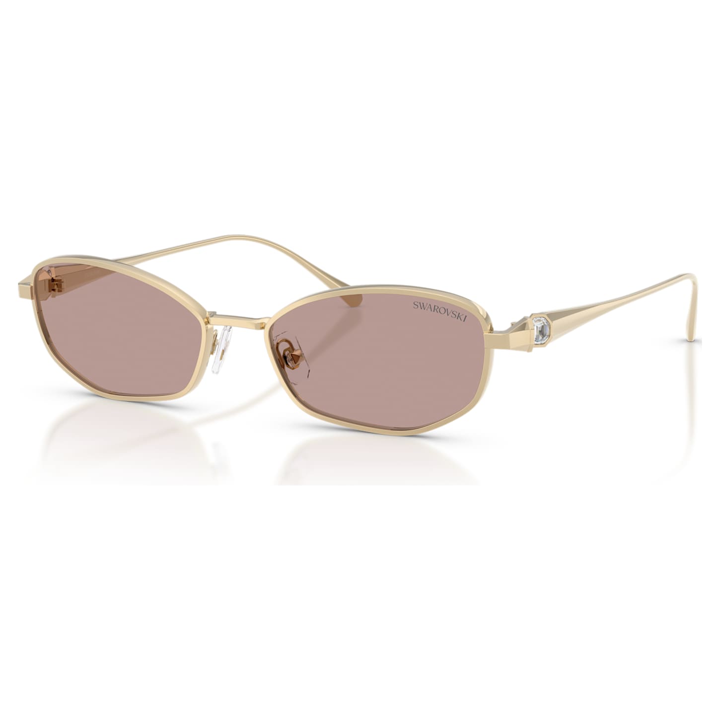 Swarovski Yellow Gold Crystal Pave Geometric Sunglasses Festival Beachy Y2K 48mm Practical and playful, these gold-tone frames with  main image 2