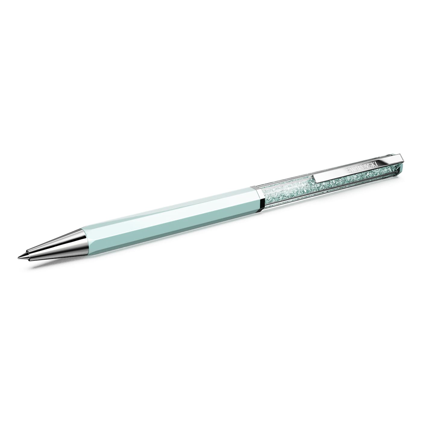 Crystalline ballpoint pen, Blue lacquered, Chrome plated | Swarovski