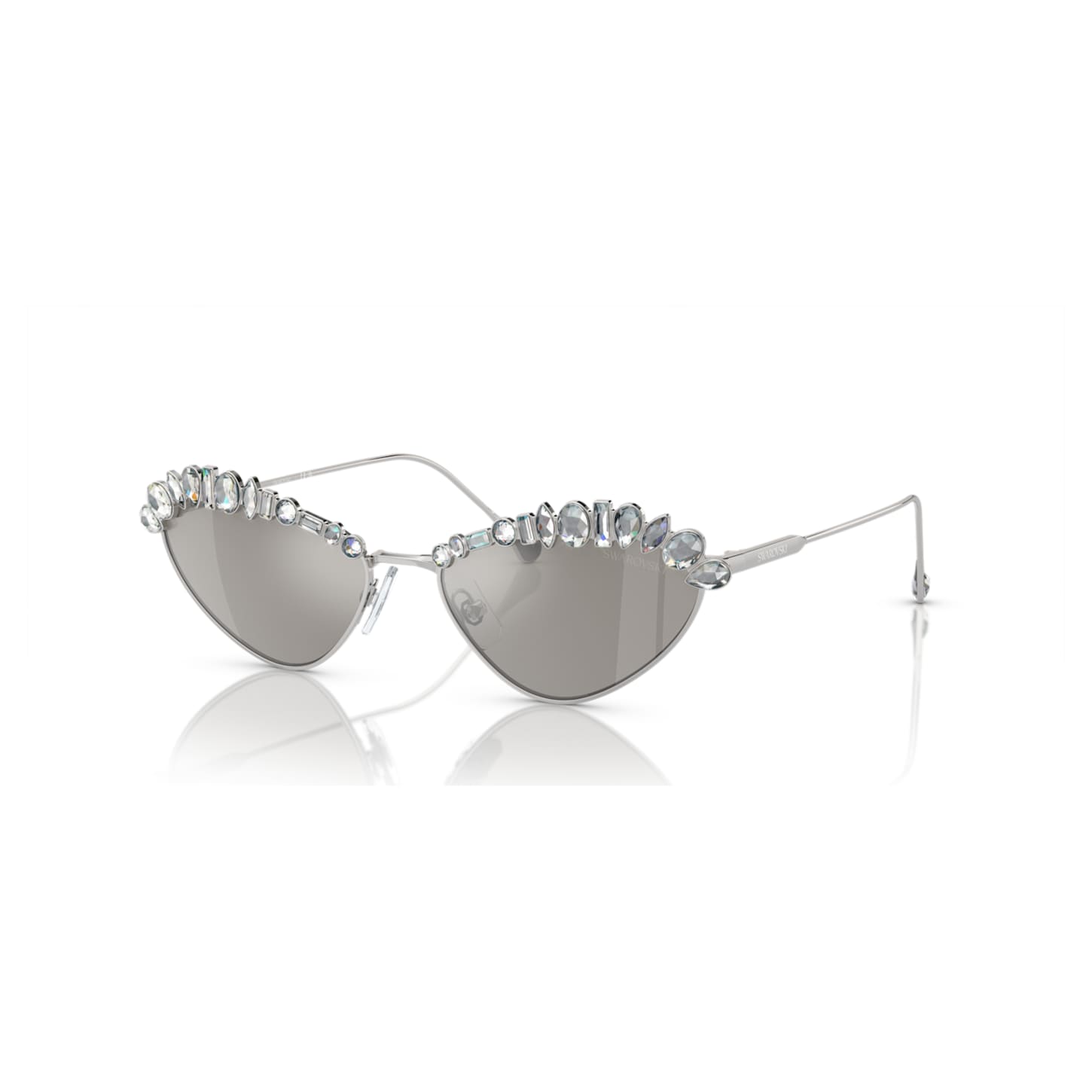 Sunglasses, Cat-eye shape, SK7009, Silver tone | Swarovski