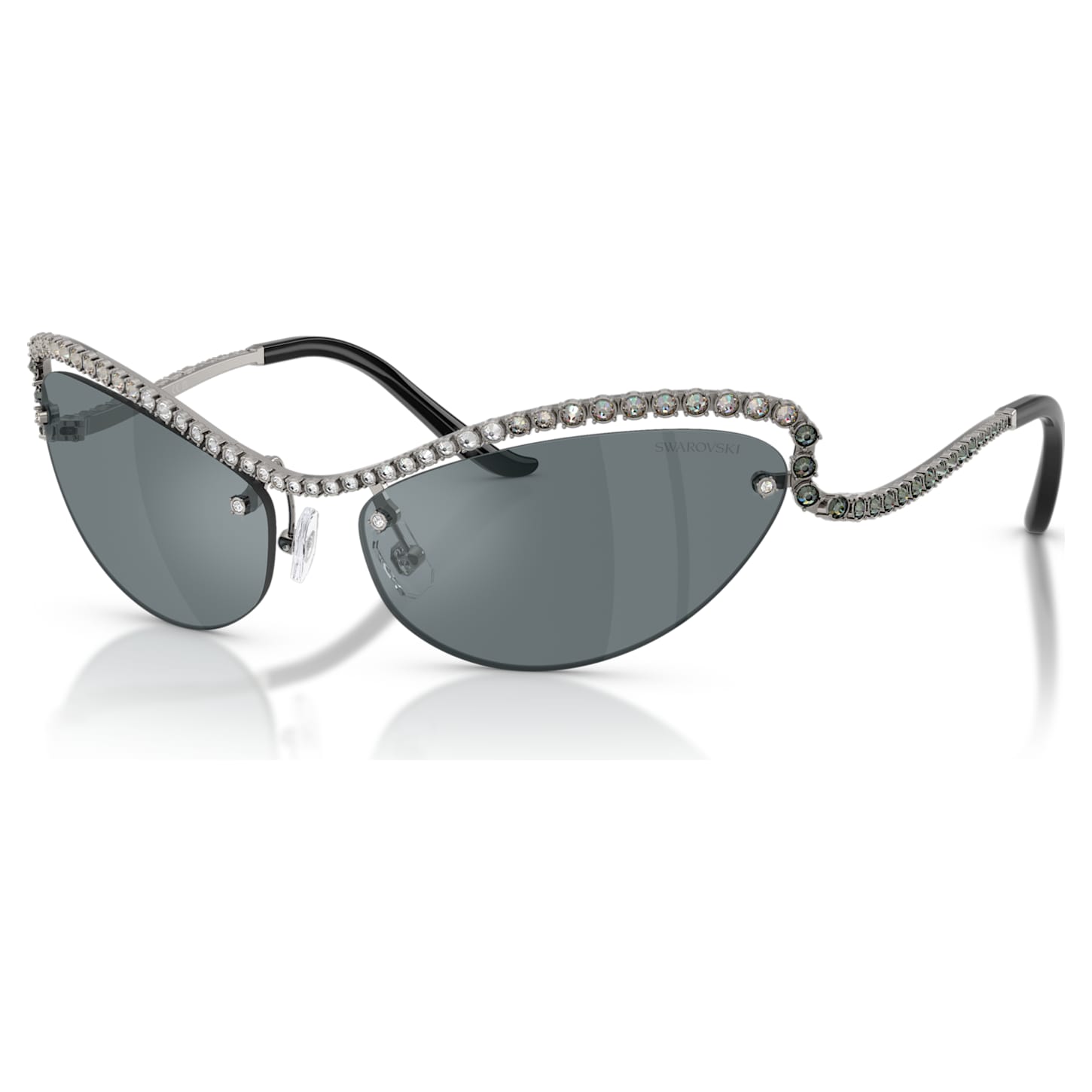 Sunglasses, Cat-eye shape, SK7048, Silver tone | Swarovski