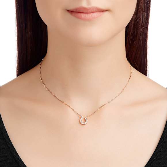 Towards necklace, Horse shoe, White, Rose gold-tone plated - Swarovski, 5094964