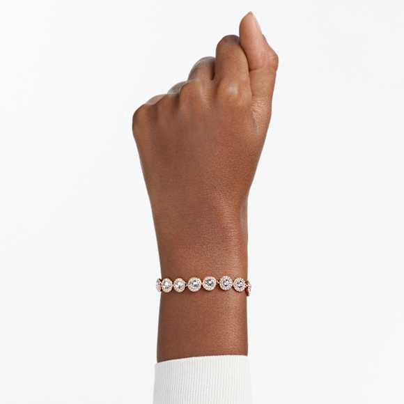 Braccialetto Una Angelic, Taglio tondo, Pavé, Medio, Bianco, Finitura oro rosa 18K - Swarovski, 5240513