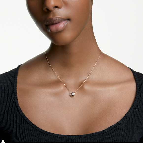 Swarovski Sparkling Dance necklace, Round cut, White, Rose gold-tone plated - Swarovski, 5272364