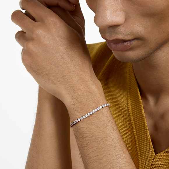 Bracelet Matrix Tennis, Taille ronde, Blanc, Placage de ton or rosé - Swarovski, 5464948