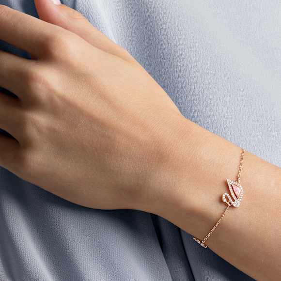Bracelet Dazzling Swan, Fermoir magnétique, Cygne, Rose, Placage de ton or rosé - Swarovski, 5472271