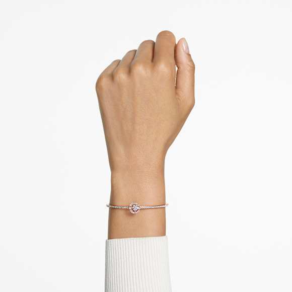 Bracciale rigido Swarovski Sparkling Dance, Taglio Round, Bianco, Placcato color oro rosa - Swarovski, 5497483