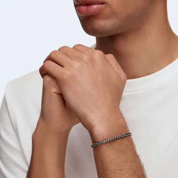 Matrix Tennis Armband, Rundschliff, Grau, Rutheniert - Swarovski, 5504678