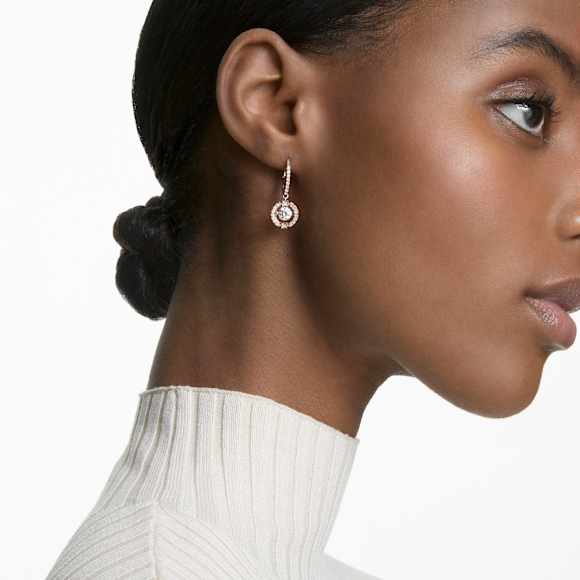 Swarovski Sparkling Dance drop earrings, Round cut, White, Rose gold-tone plated - Swarovski, 5504753