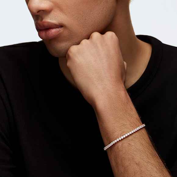 Matrix Tennis bracelet, Round cut, White, Rose gold-tone plated - Swarovski, 5513400