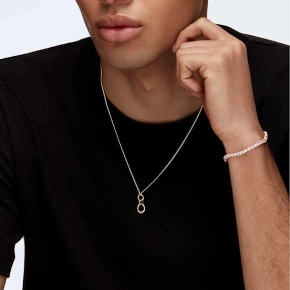 Pulsera Matrix Tennis, Talla redonda, Blanca, Baño tono oro rosa - Swarovski, 5513400