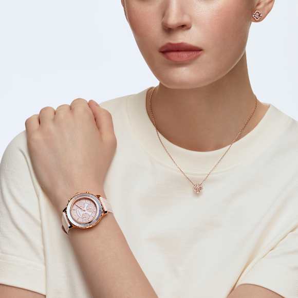 Una set, Mixed cuts, Clover, Pink, Rose gold-tone plated - Swarovski, 5516488