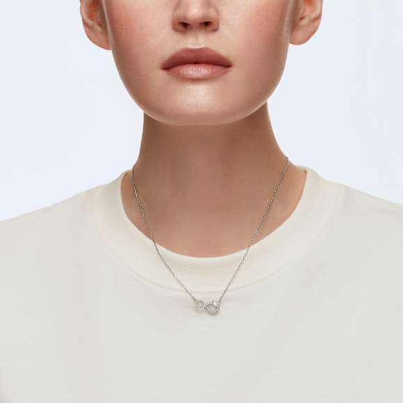 Colier Swarovski Infinity, Infinit, Alb, Placat cu rodiu - Swarovski, 5520576