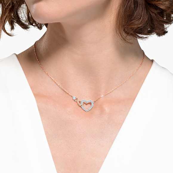 Swarovski Infinity szett, Végtelenség és szív, Fehér, Kevertfém-felület - Swarovski, 5521040