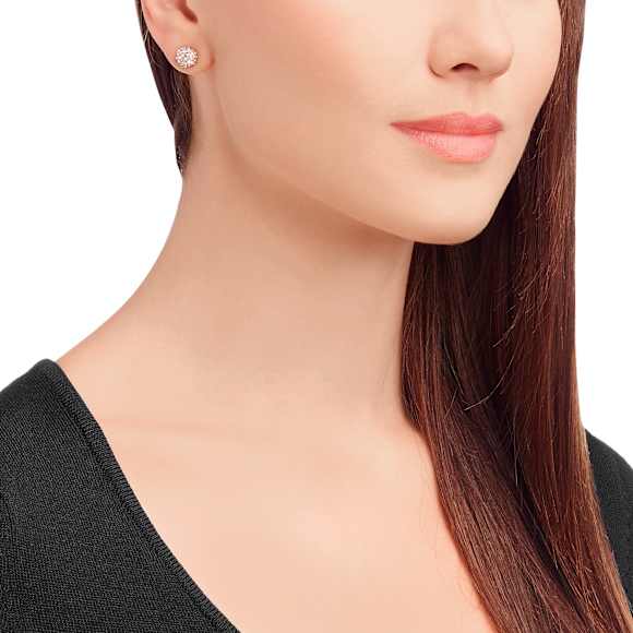 Blow ต่างหูเม็ดเดี่ยว, ชมพู, เคลือบโทนสีโรสโกลด์ - Swarovski, 5528456