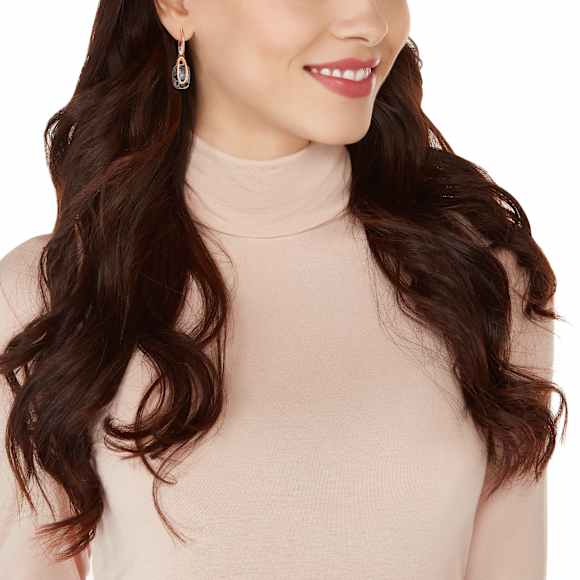 Holding drop earrings, Grey, Rose gold-tone plated - Swarovski, 5528488