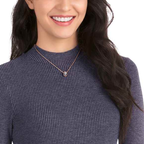 Bella V pendant, Round cut, Grey, 18K rose gold finish - Swarovski, 5528552