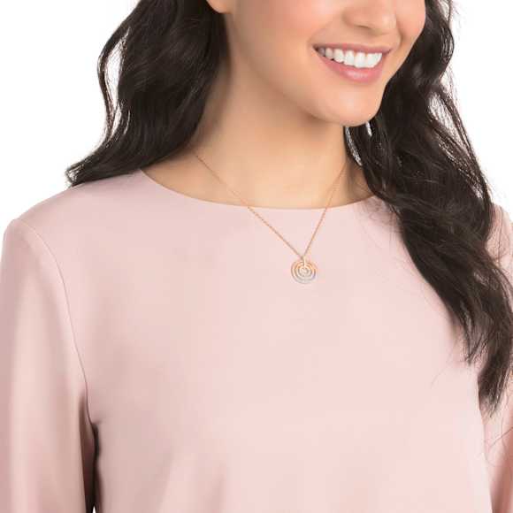 Circle Kolye, Yuvarlak şekil, Beyaz, Karışık metal yüzey - Swarovski, 5528565