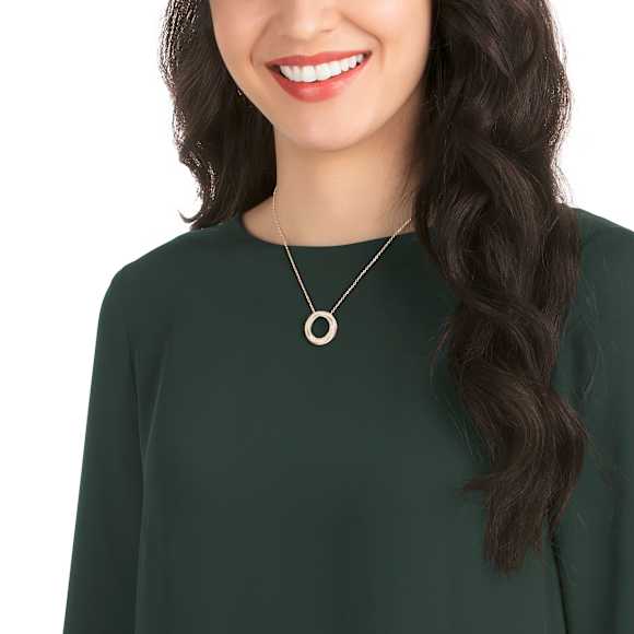 Hilt Kolye, Yuvarlak şekil, Beyaz, Pembe altın rengi kaplama - Swarovski, 5528930