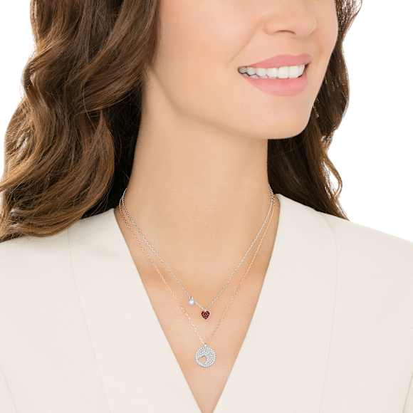 Crystal Wishes pendant, Set (2), Heart, Red, Mixed metal Crystal Wishes pendant, Set (2), Heart, Red, Mixed metal