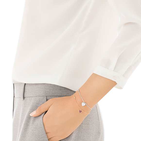 Crystal Wishes สร้อยข้อมือ, เซ็ต (2), หัวใจ, แดง, เคลือบโลหะหลากชนิด - Swarovski, 5529600