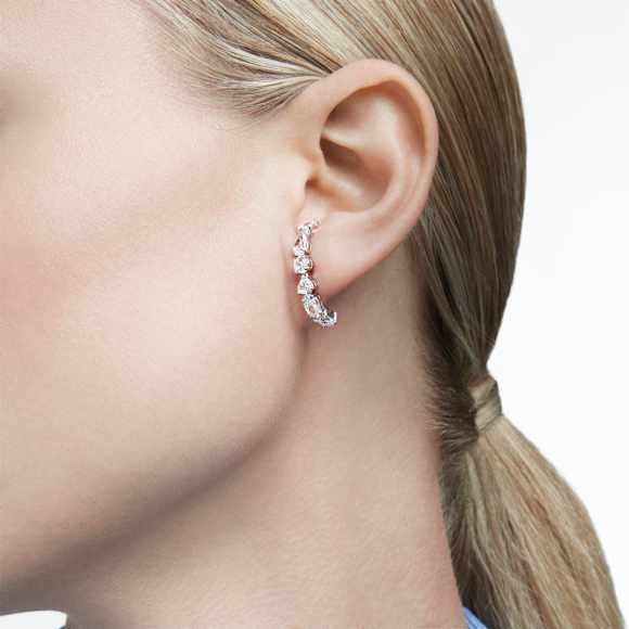 Orecchini ear cuff Mesmera, Taglio misto, Bianchi, Placcato rodio - Swarovski, 5563322
